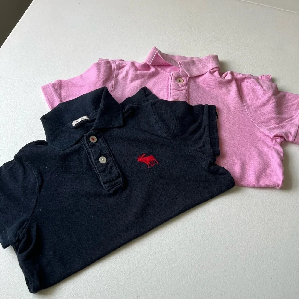 Abercrombie Kids' Polo Shirts M Pink Navy set 2